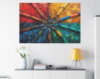 Abstract Unity Wall Art | Diversity & Equality Canvas Print | Modern Inclusive Home Decor | Matte Finish | 0.75&quot; Gallery Wrap