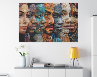 Inspirational Cultural Diversity Canvas Art - Inclusion and Unity, Multicultural Harmony Scene, Motivational Global Community Decor