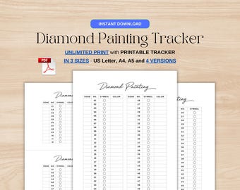 Diamond Painting Tracker Printable, Diamond Painting Art PDF, Diamond Art Tracker, Diamond Painting Log, Diamond Dot Tracker, Diamond Drills