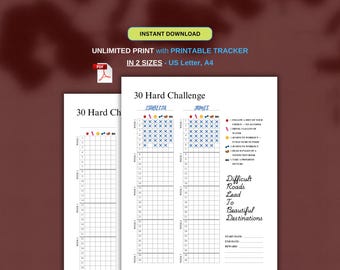 30 Hard Challenge für Paare / Freunde zum Ausdrucken, 30 Hard Tracker, Täglicher Habit Tracker, 75 Hard Checkliste, Wöchentlicher Tracker, Jährlicher Tracker