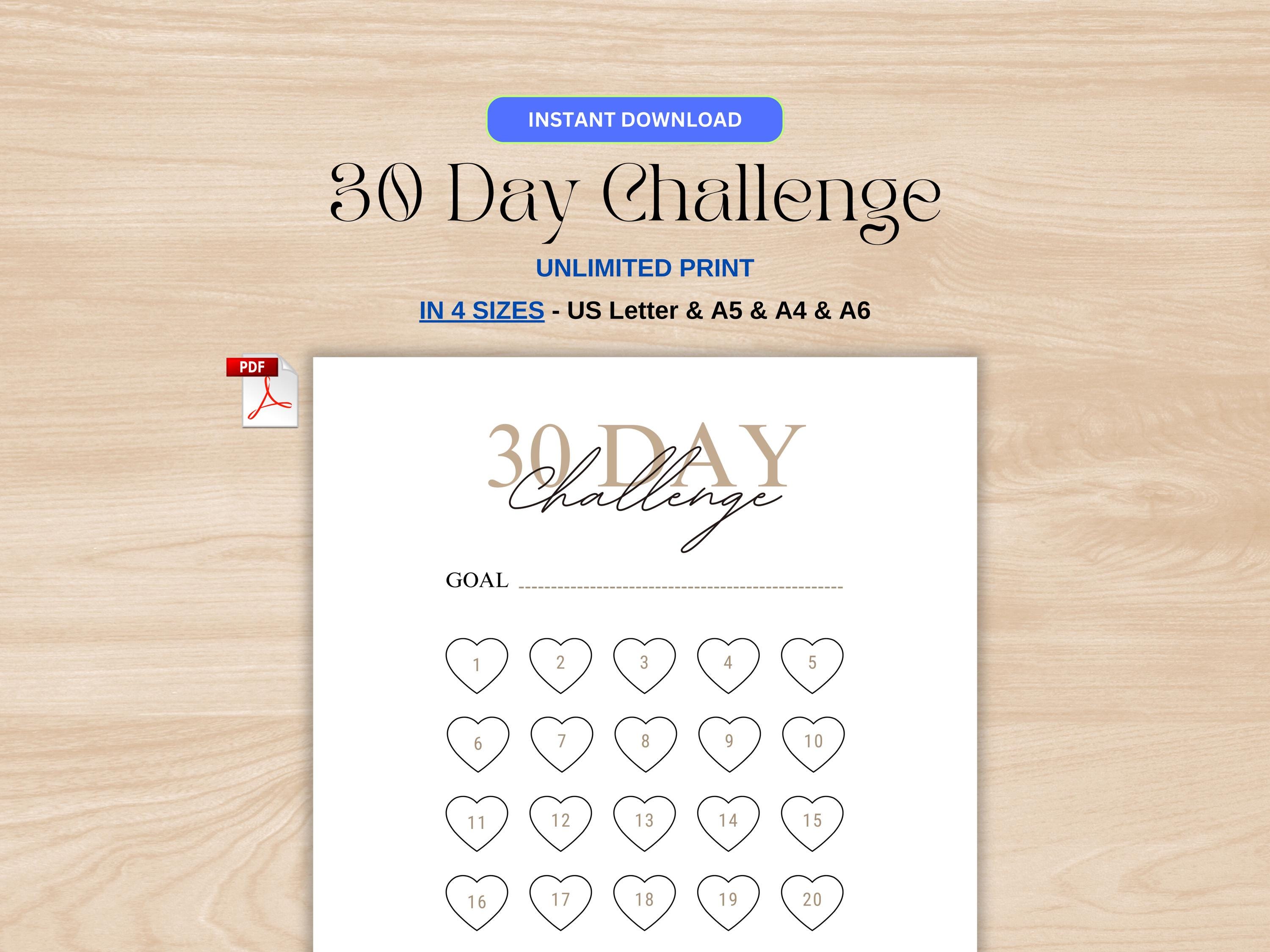 30 Day Challenge Tracker Printable, PRINTABLE Tracker, New Year ...