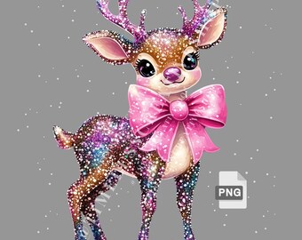 Cute Reindeer glitter Png, Christmas Designs Graphics, Baby Deer Sublimation, Christmas Deer, Reindeer png, Woodland Nursery, Baby Clothes