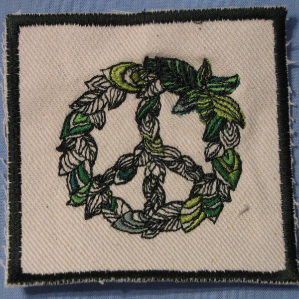 Leafy Peace Sign Sew-on Patch