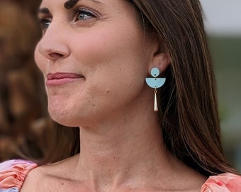 Pastel Turquoise Chelsea Earrings - Elegant Statement - Contemporary - Hypoallergenic