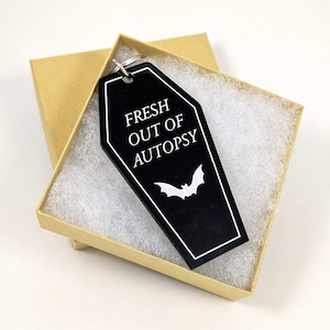 Custom Coffin Keychain - Engraved - Personalized - Customized - Halloween Goth Horror