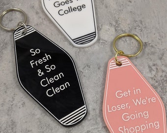 Custom Motel Keychain - Quote or Song Lyrics - Personalized Customized