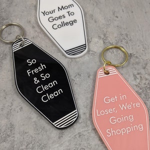 Custom Motel Keychain - Quote or Song Lyrics - Personalized Customized