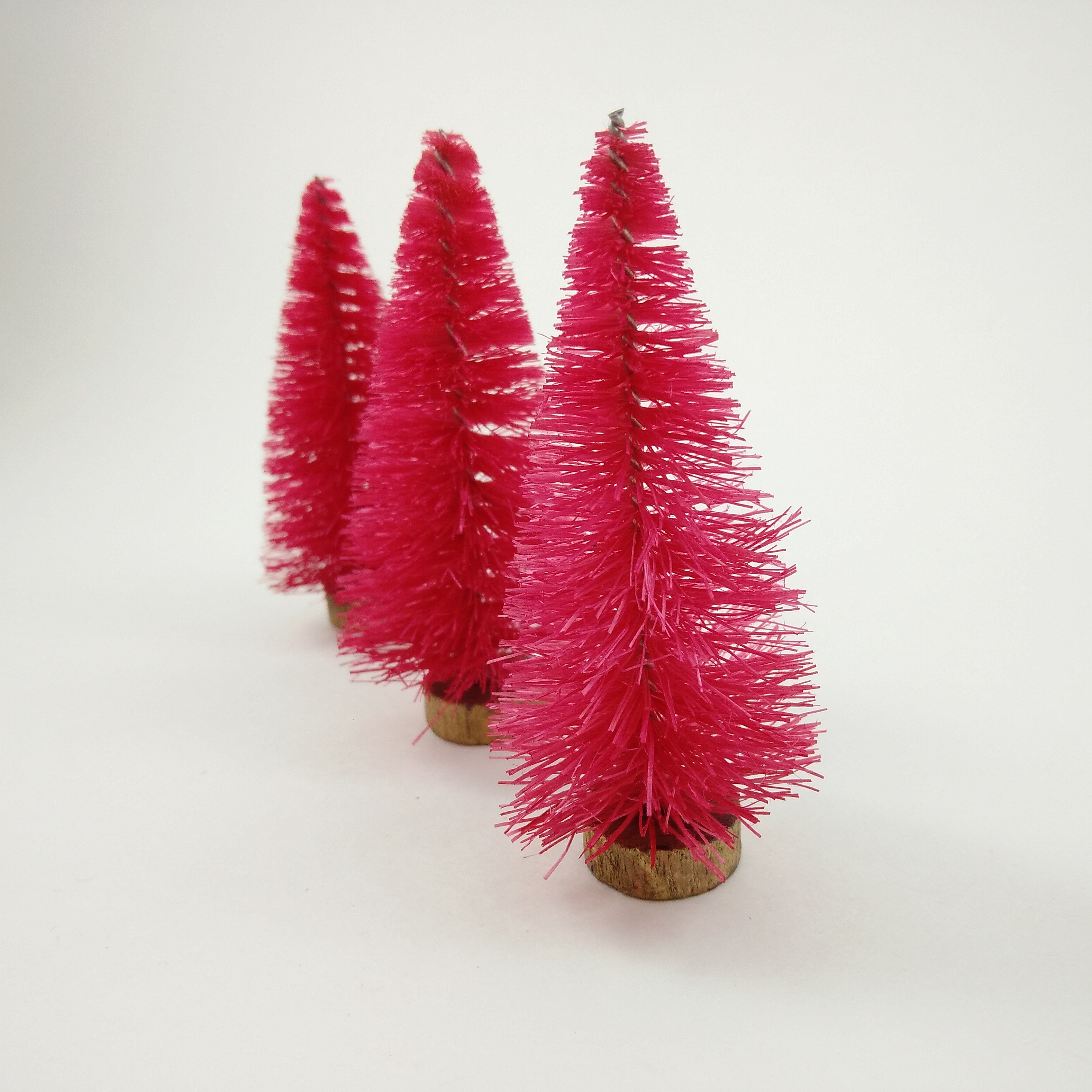 3 Pink Bottle Brush Trees Etsy