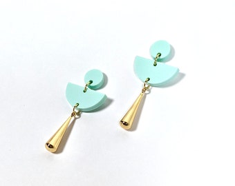 Pastel Turquoise Chelsea Earrings - Elegant Statement - Contemporary - Hypoallergenic