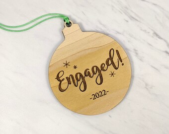 Milestone Ornament - Engagement 2024 - Wooden Gift Tag - Christmas Holiday - Couple Gift - Engaged