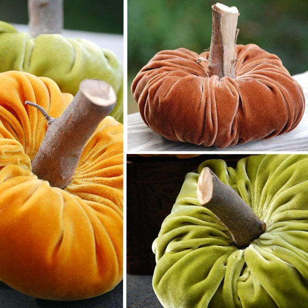 VELVET PUMPKINS  They are all the rage.  Make your own today.  Fabric Pumpkin Sewing and Craft Pattern eBook - Immediate Download