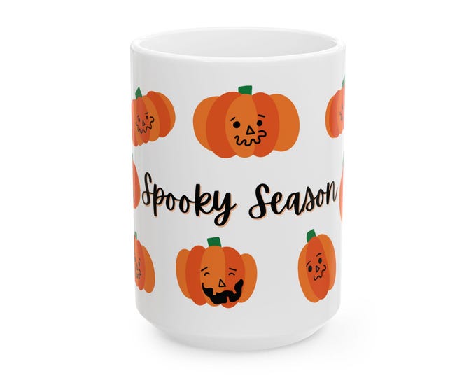 Featured listing image: Spooky Season Pumpkin Ceramic Mug, Halloween Coffee Cup
