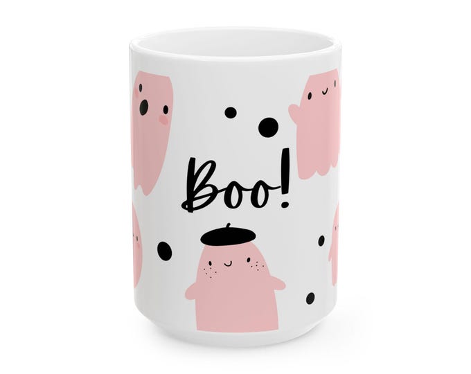 Featured listing image: Cute Ghost Ceramic Coffee Mug, Spooky Halloween Decor
