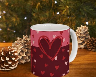 Heart Felt Ceramic Coffee Mug - Multi Heart Love Design