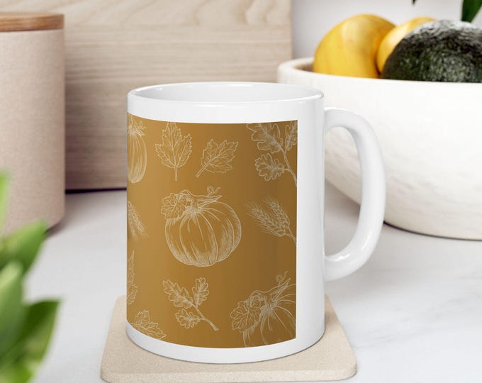 Featured listing image: Rustic Floral Ceramic Coffee Mug: Cozy Fall Drinkware