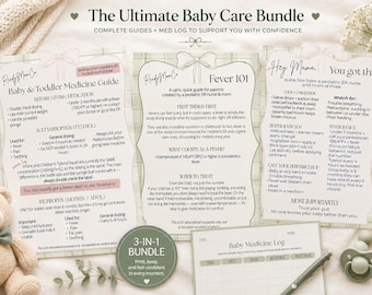 Baby Care Bundle, Essential Medicine Guide and Log - Digital Download for New Parents
