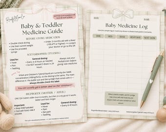 Baby Medicine Guide & Log Bundle | Tylenol, Motrin Reference Chart (Digital Download)