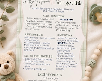 Newborn Care Cheat Sheet, Pediatric ER Nurse Tips, New Mom Guide (Digital Download)