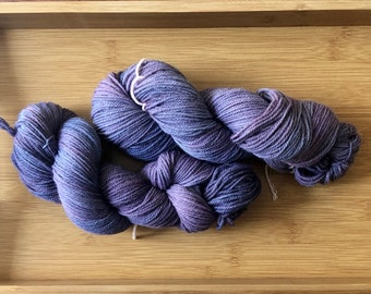 Hand-dyed Merino Angora wool in purple