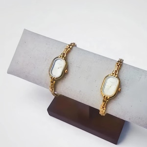 Women Gold Watch Vintage style  watch Jewelry Watch Oval Watch cocktail watch chic watch gold jewelry  Bracelace Watch gift for her with box