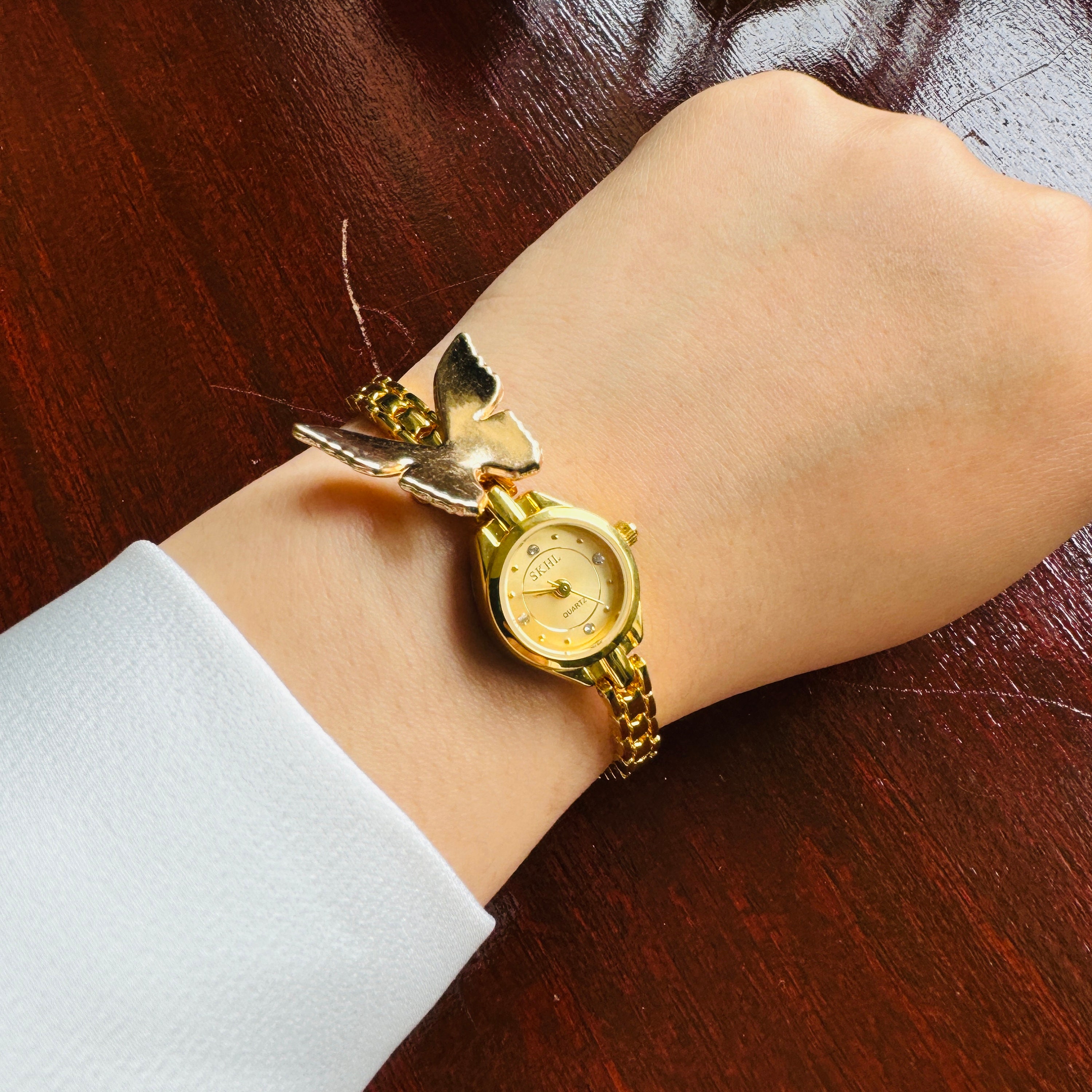 Women Gold Watch Unique Watch Handmade Watch With Butterfly Cocktail Watch Chic Watch With Watch Box and Pin Remover Etsy UK