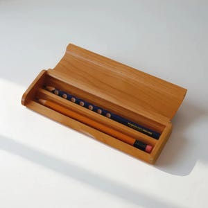 Wooden pencil case - Desktop stationery storage box - Handcrafted Wooden Pen Box Gift