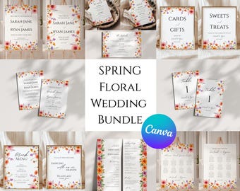 Floral Wedding Stationery Suite - Spring-themed Canva Templates