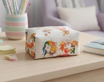 Cute, vintage, the 80's, Rainbow, cartoons, pencil case, pencil bag, zipper pouch, make up bag, pencil pouch,  Rainbow Brite, gift for her.