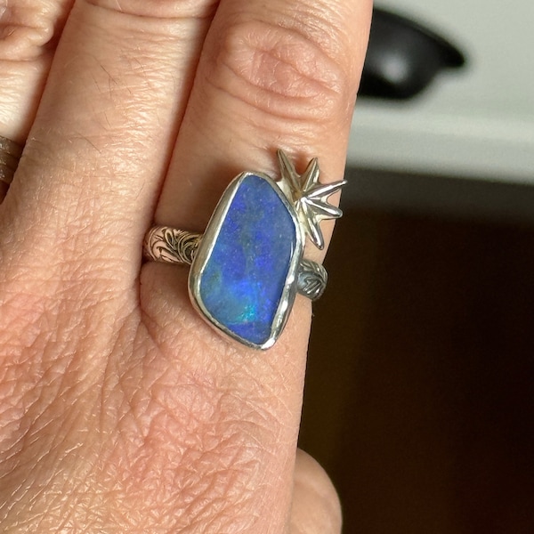 4.45 ct Boulder Opal Sterling Silver Ring