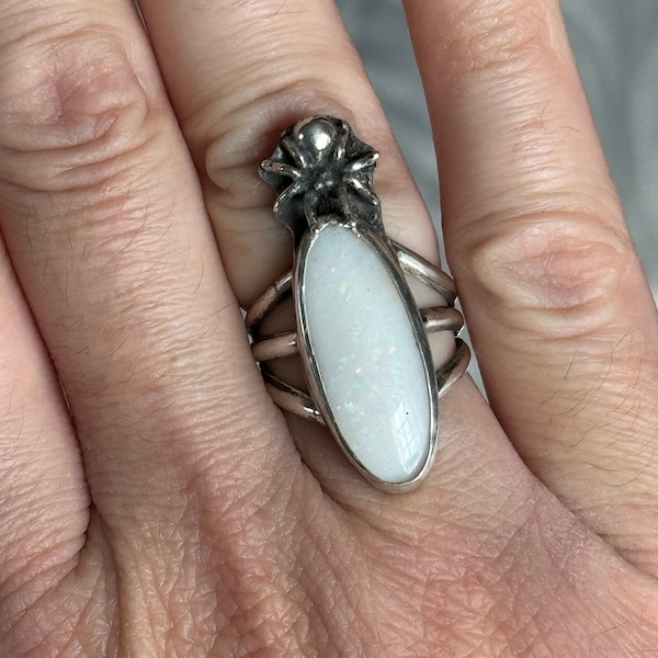 Sterling Silver Opal ring with Spider detail