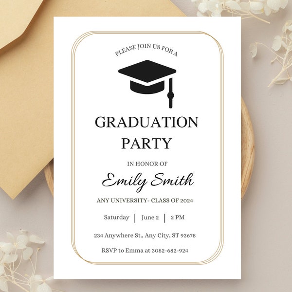 Graduation invitation template, graduation party, Graduation party invitation template, Graduation Invite, Editable Template, Class of 2024
