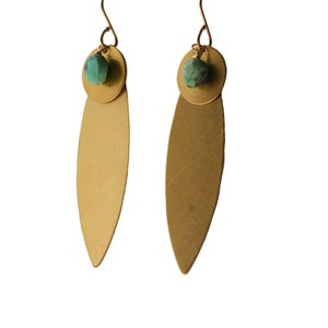 Statement Earrings with Brass Findings and Chrysoprase Coin Beads image 5