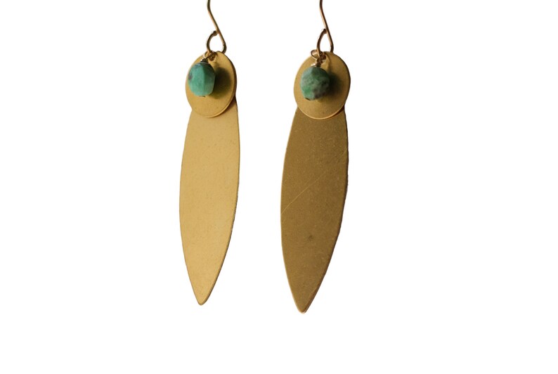 Statement Earrings with Brass Findings and Chrysoprase Coin Beads image 5