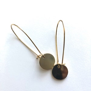 Circle Earrings in Gold Color Delicate Earrings Circular Disc in Minimalist Design by cydwlk image 3