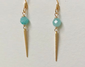 Arrowhead Earrings with Blue Aqua Chalcedony