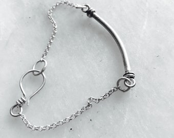 Silver Bracelet, Silver bar Bracelet, 925 silver chain bracelet, silver jewelry