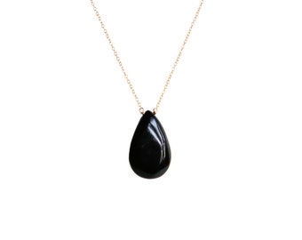 Black Onyx Dainty Necklace - 18K Gold Filled Chain, Minimalist Jewelry, Gift for Her