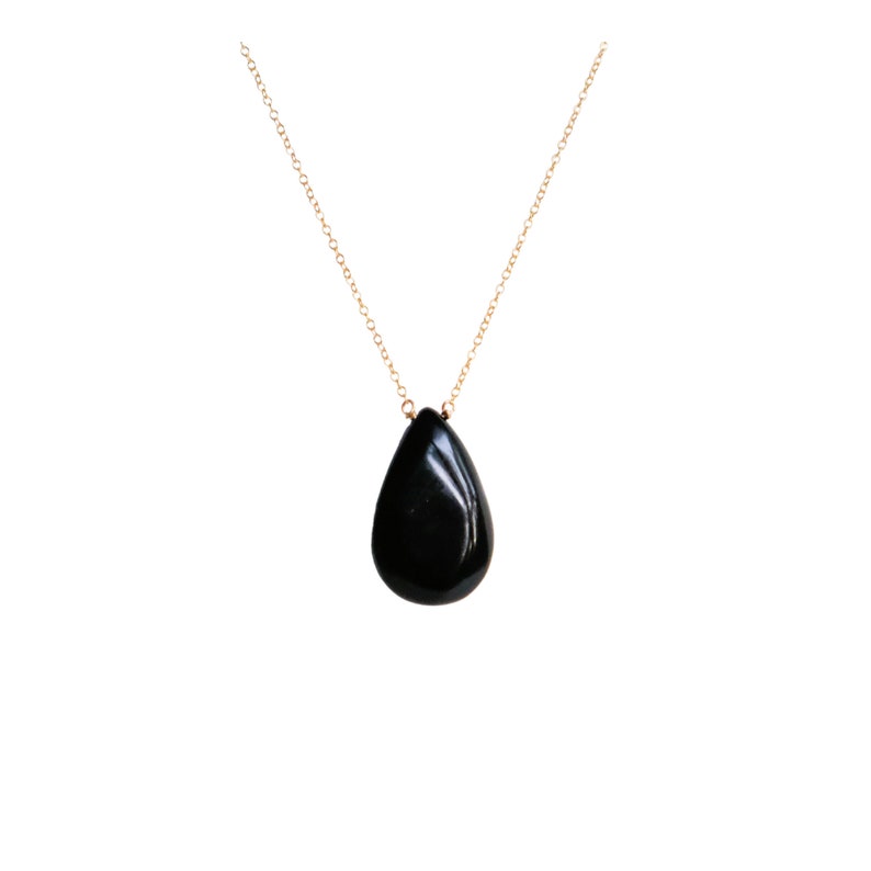 Black Onyx Dainty Necklace 18K Gold Filled Chain, Minimalist Jewelry, Gift for Her image 1