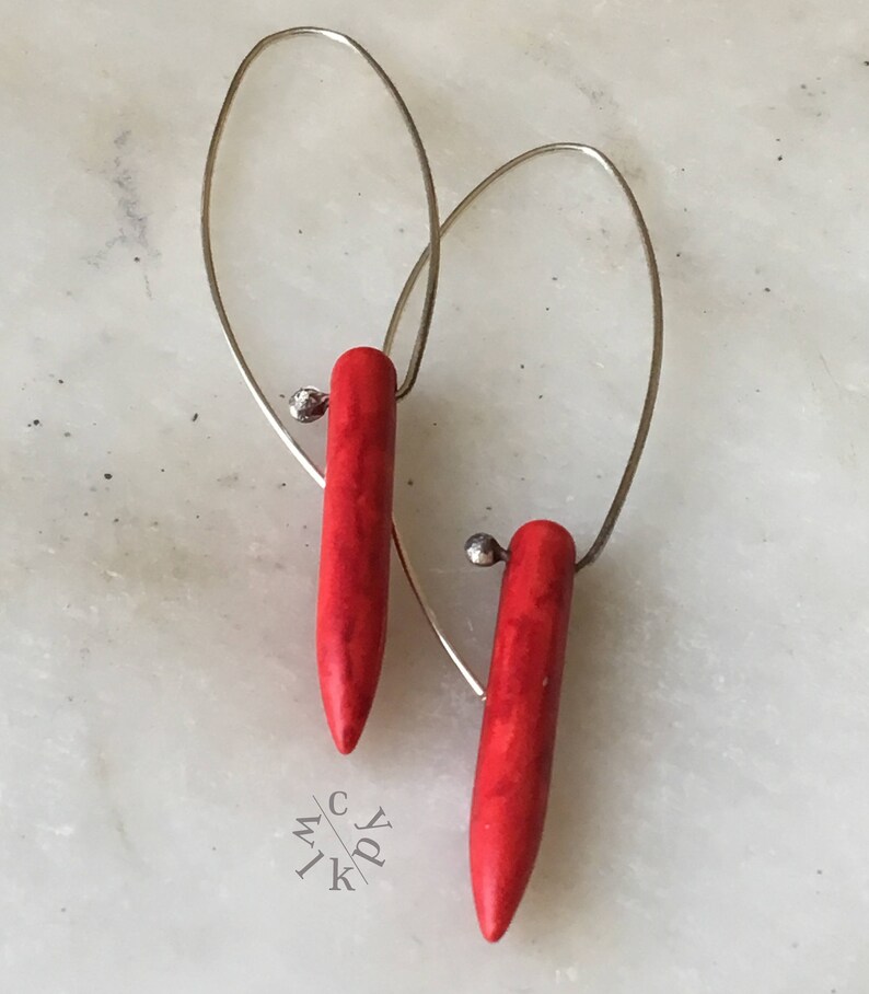Red Magnesite Long Spike Earrings Spike Earrings Long Silver - Etsy