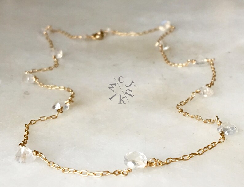 Dainty Rainbow Moonstone Choker Necklace Gemstone Necklace Moonstone Gold Choker Necklace Minimalist Necklace