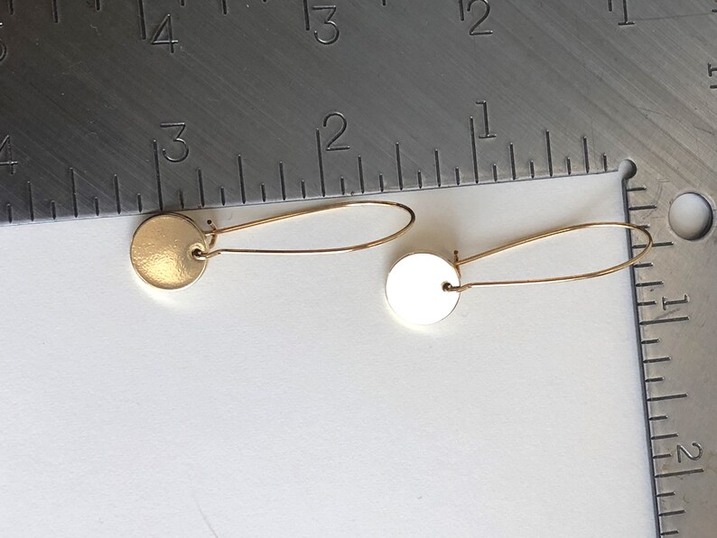 Circle Earrings in Gold Color Delicate Earrings Circular Disc in Minimalist Design by cydwlk image 10