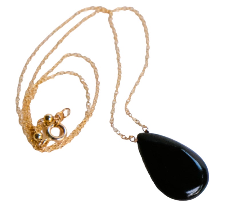 Black Onyx Dainty Necklace 18K Gold Filled Chain, Minimalist Jewelry, Gift for Her image 3