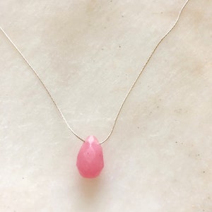 Pink Chalcedony Choker, Chalcedony Necklace, Sterling Silver Necklace, Layering Necklace, Bridesmaid, Chalcedony Wedding Jewelry image 2