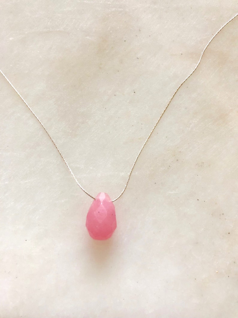 Pink Chalcedony Choker, Chalcedony Necklace, Sterling Silver Necklace, Layering Necklace, Bridesmaid, Chalcedony Wedding Jewelry image 2