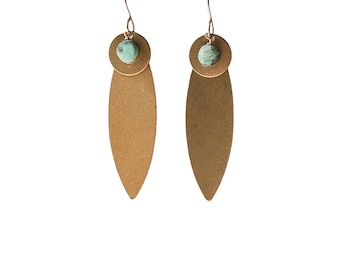 Statement Earrings with Brass Findings and Chrysoprase Coin Beads