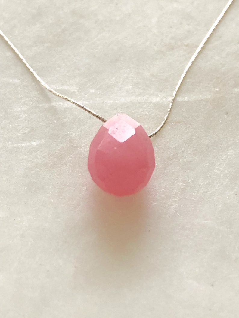 Pink Chalcedony Choker, Chalcedony Necklace, Sterling Silver Necklace, Layering Necklace, Bridesmaid, Chalcedony Wedding Jewelry image 3