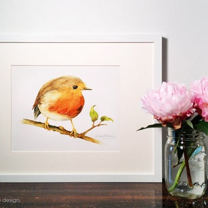 Little Robin Bird Painting Watercolor Robin Bird 8 by 10 print Watercolor Painting, Archival Print, Home Decor, Nature Art image 3