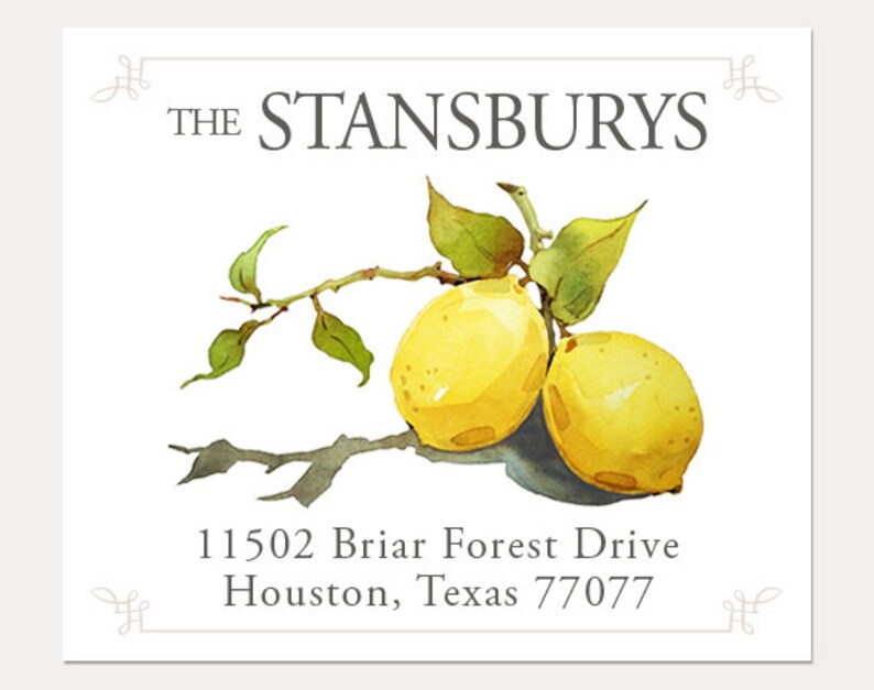 Set of 100 Custom Return Address Labels. Lemon address label. Etsy