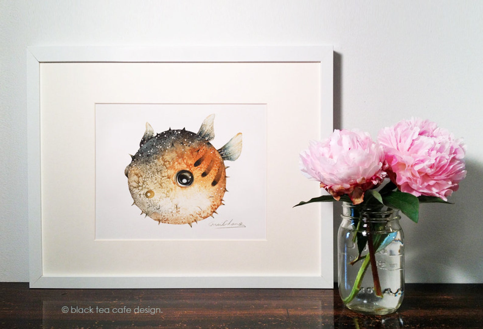 Pufferfish Art Print 5X7 Puffer Fish Watercolor Art Print Etsy