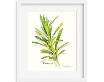 Rosemary print, 8X10 Herb watercolor print, Kitchen art, Herb illustration, Art for kitchen, Culinary Herb artwork, Home decor, Wall décor